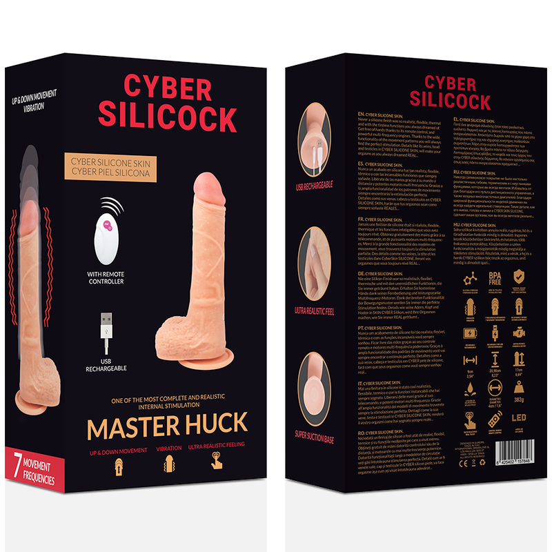 Vibrador Realistico De Silicone Com Controlo Com Efeito De Vai E Vem Master Huck