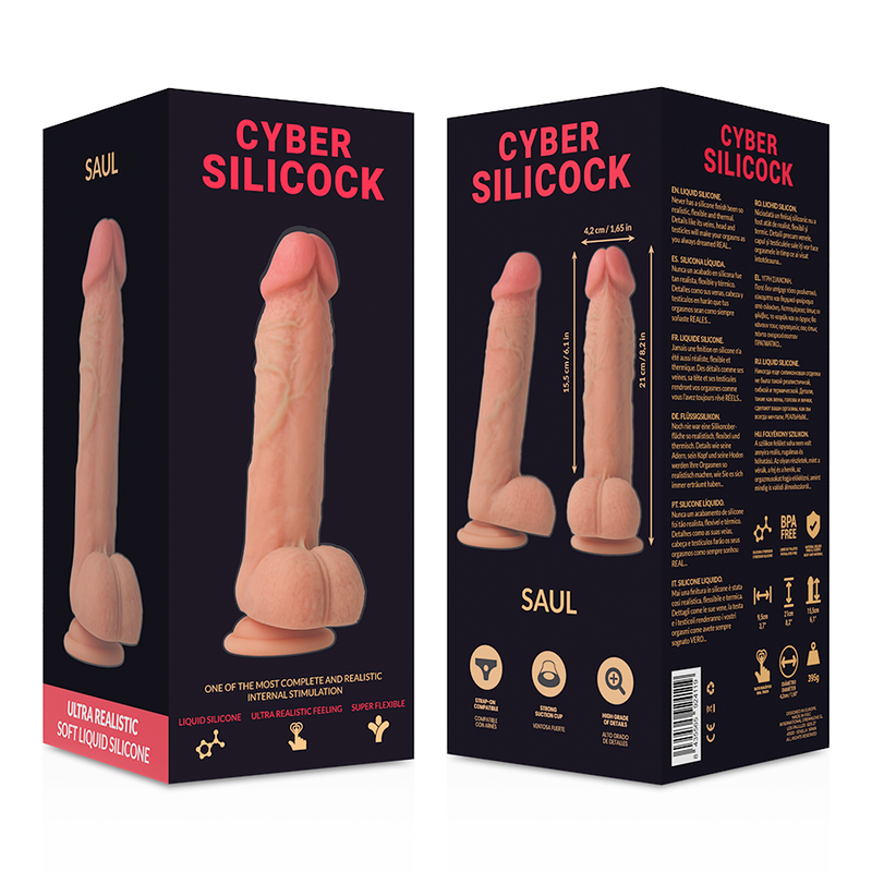Dildo Cyber Silicock Saul Ultra Realistico Soft Liquido Silicone 21Cm