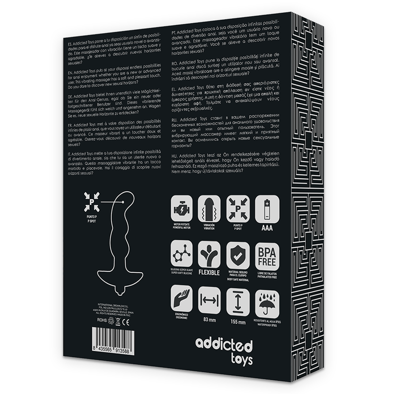 Plug Com Vibração Addicted Toys Anal Massager Preto