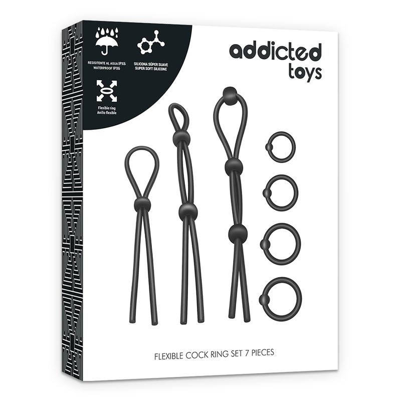 Kit De Anéis Addicted Toys Flexible Silicone Cock Ring Set 7 Pieces